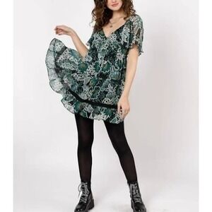 BAND OF THE FREE Maisie Emerald Dress Sz XS NWT Boho Dark Fairy Romantic Mini